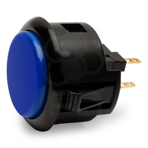 Sanwa Denshi SANWA-OBSF-30-K/MB — Black Rim Sanwa OBSF 30mm Pushbutton Marine Blue/Black