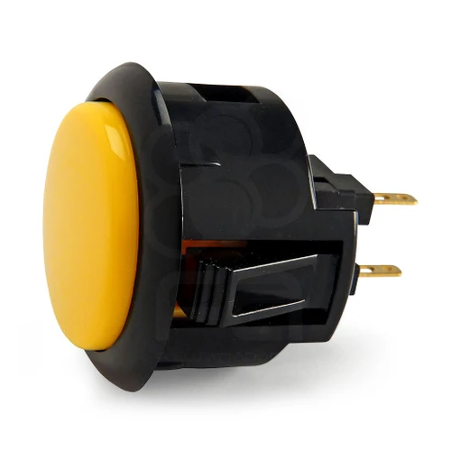 Sanwa Denshi SANWA-OBSF-30-K/Y — Black Rim Sanwa OBSF 30mm Pushbutton Yellow / Black