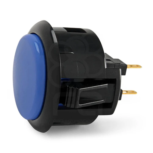 Sanwa Denshi SANWA-OBSF-30-K/DB — Black Rim Sanwa OBSF 30mm Pushbutton Dark Blue / Black