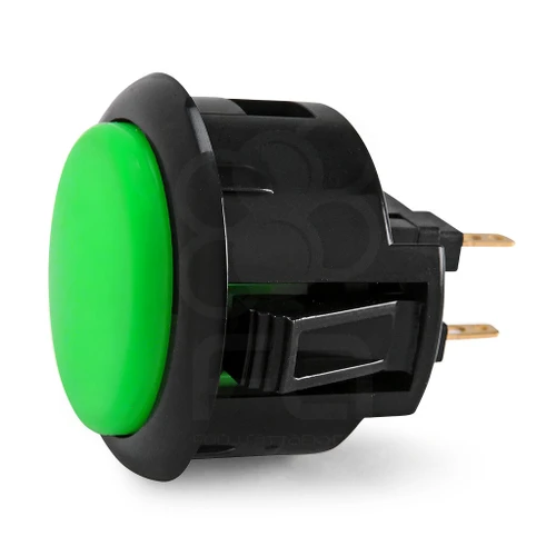 Sanwa Denshi SANWA-OBSF-30-K/G — Black Rim Sanwa OBSF 30mm Pushbutton Green / Black
