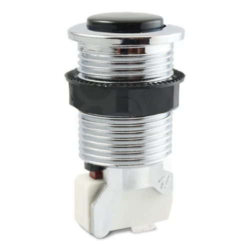 Industrias Lorenzo IL-PSL-LCV-CHROME-BLACK — IL PSL-LCV Convex Long Stem Pushbutton - Chrome with Black Plunger